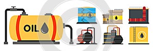 Creative vector illustration of crude oil storage reservoir isolated or tank. Gasoline, benzine, fuel cylinder template
