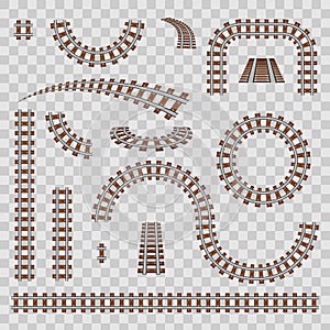 Creative vector illustration of curved railroad isolated on background. Straight tracks art design. Own railway siding