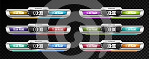 Creative vector illustration digital scoreboard broadcast graphic isolated on transparent background. Art design lower