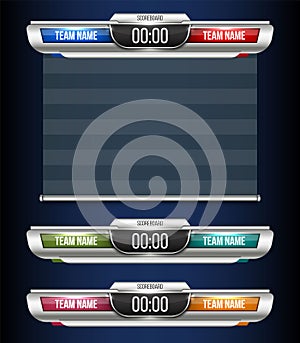 Creative vector illustration digital scoreboard broadcast graphic isolated on transparent background. Art design lower