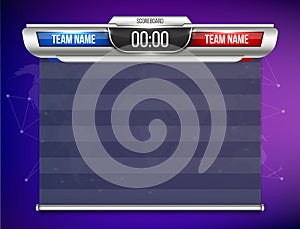 Creative vector illustration digital scoreboard broadcast graphic isolated on transparent background. Art design lower