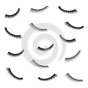 Creative vector illustration of false eyelashes, female lashes, mascara lash brush isolated on transparent background