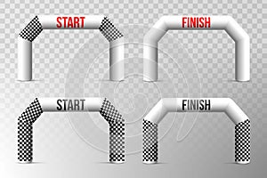 Creative vector illustration of finish line inflatable arch isolated on background. Art design archway suitable for different outd