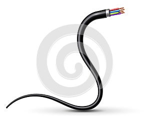 Creative vector illustration of flexible electric copper wires, network curved power cable isolated on transparent