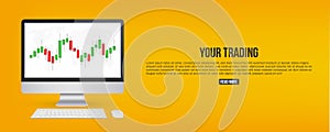 Creative vector illustration of forex trading diagram signals isolated on background. Buy, sell indicators with japanese