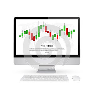 Creative vector illustration of forex trading diagram signals isolated on background. Buy, sell indicators with japanese