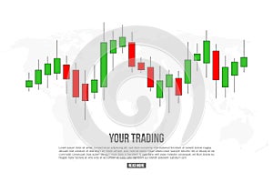 Creative vector illustration of forex trading diagram signals isolated on background. Buy, sell indicators with japanese candles p