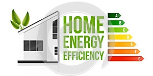 Creative vector illustration of home energy efficiency rating isolated on background. Art design smart eco house