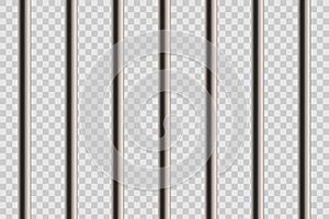 Creative vector illustration of metal realistic detailed prison bars window isolated on transparent background. Art design jail br