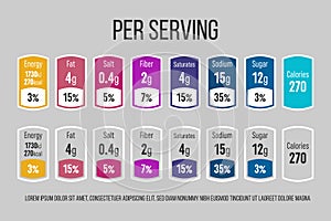 Creative vector illustration of nutrition facts information label for cereal box package isolated on transparent background. Desig