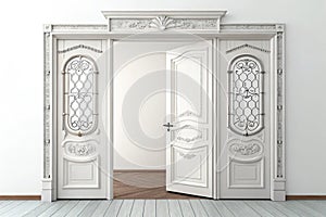 Creative vector illustration of open and closed door