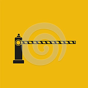 Creative vector illustration of open, closed parking car barrier gate set with stop sign isolated on transparent background. Art