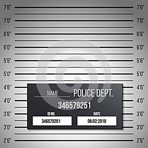 Creative vector illustration of police lineup, mugshot template with a table isolated on transparent background. Art