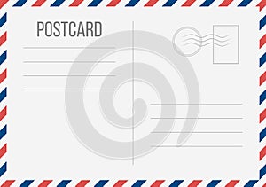 Creative vector illustration of postcard isolated on transparent background. Postal travel card art design. Blank airmail mockup t