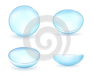 Creative vector illustration of realistic glass eye contacts lenses collection isolated on transparent background. Art