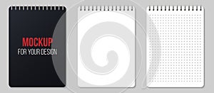 Creative vector illustration of realistic notebooks lined and dots paper page isolated on transparent background. Art