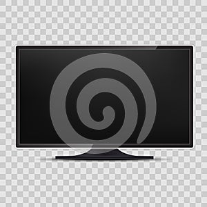 Creative vector illustration of realistic TV screen, lcd panel, isolated on transparent background. Computer monitor display. Desi