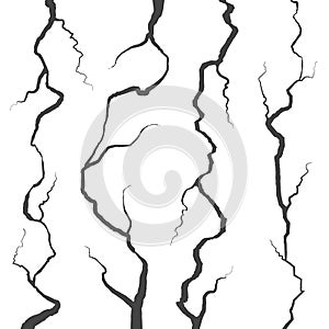 Creative vector illustration of realistic wall cracks set isolated on transparent background. Art design fracture rift