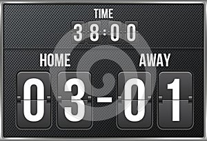 Creative vector illustration of soccer, football mechanical scoreboard isolated on transparent background. Art design