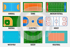 Creative vector illustration of sport game fields marking isolated on background. Graphic element for handball, tennis, american f