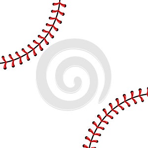 Creative vector illustration of sports baseball ball stitches, red lace seam isolated on transparent background. Art photo