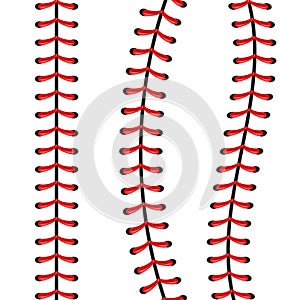 Creative vector illustration of sports baseball ball stitches, red lace seam isolated on transparent background. Art photo