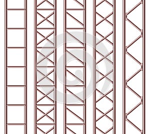 Creative vector illustration of steel truss girder, chrome pipes isolated on transparent background. Art design