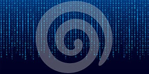Creative vector illustration of stream of binary code. Computer matrix background art design. Digits on screen. Abstract