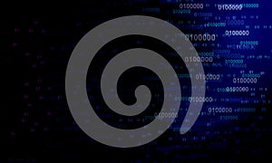Creative vector illustration of stream of binary code. Computer matrix background art design. Digits on screen. Abstract concept.