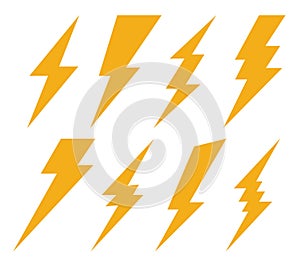 Creative vector illustration of thunder and bolt lighting flash icon set isolated on transparent background. Art design