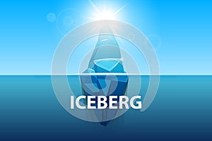 Creative vector illustration of under water antarctic ocean iceberg. Art design infographic template. Hidden danger of