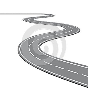 Creative vector illustration of winding curved road