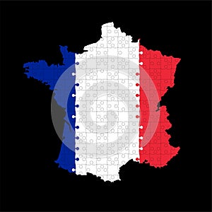 Vector map France from color puzzle made flag