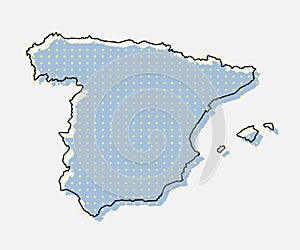 Vector map Spain from dots, digital template