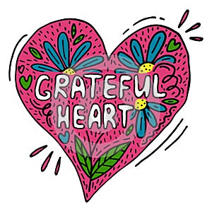 Creative vector poster with words Grateful heart photo