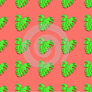 Creative vector seamless background with monstera leaves.