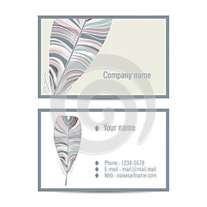 Creative visit card in indian style with feather