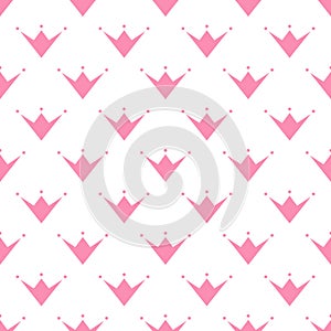 Creative wallpaper of abstract pink crown on white background.