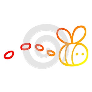 A creative warm gradient line drawing cartoon buzzing bee