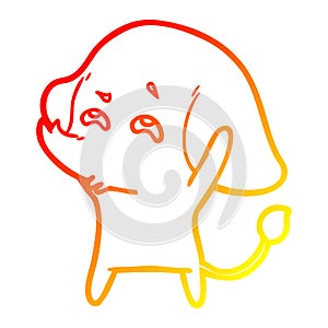 A creative warm gradient line drawing cartoon elephant remembering