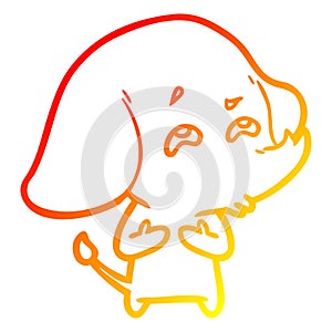 A creative warm gradient line drawing cartoon elephant remembering