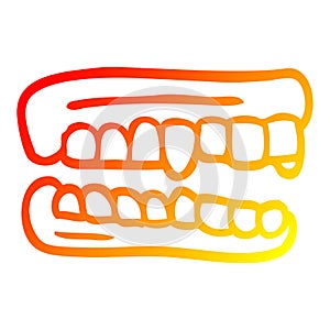 A creative warm gradient line drawing cartoon false teeth