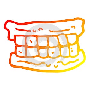 A creative warm gradient line drawing cartoon false teeth
