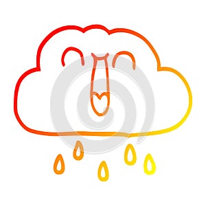 A creative warm gradient line drawing cartoon happy rain cloud