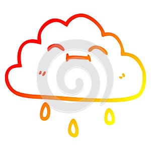 A creative warm gradient line drawing cartoon happy rain cloud