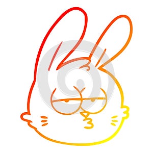 A creative warm gradient line drawing cartoon jaded rabbit face