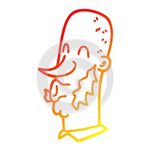 A creative warm gradient line drawing cartoon man with muttonchop facial hair