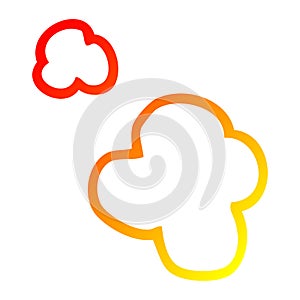 A creative warm gradient line drawing cartoon poof of smoke