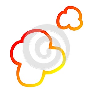 A creative warm gradient line drawing cartoon poof of smoke