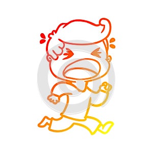 A creative warm gradient line drawing cartoon shouting man